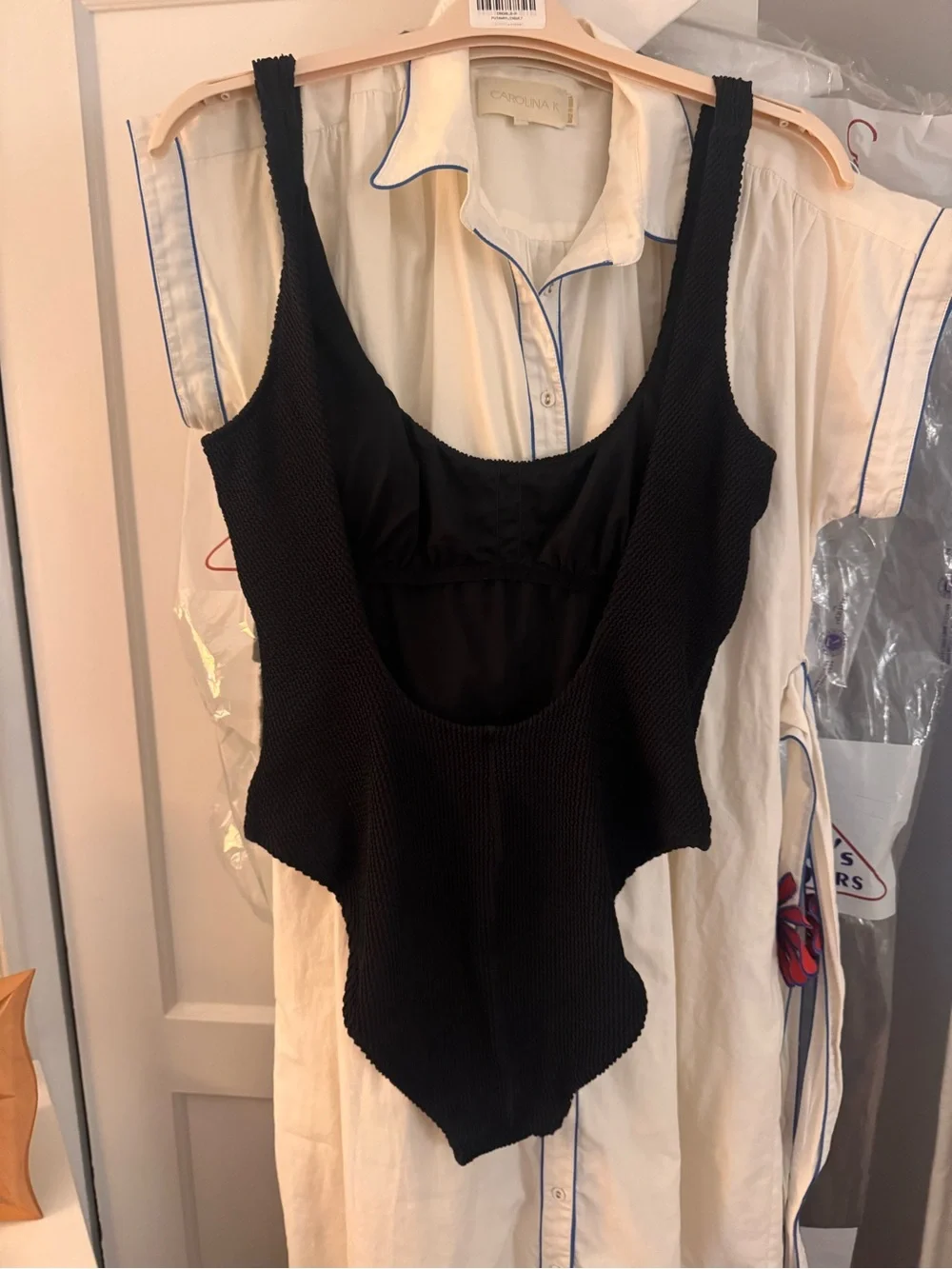 J. Crew Black Ribbed One-Piece Swimsuit